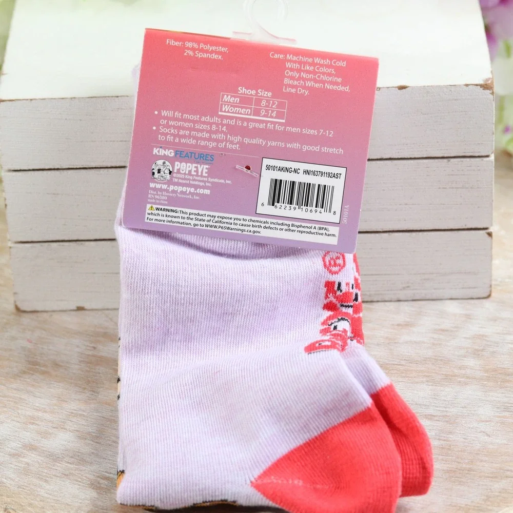 Popeye the Sailor Man Crew Socks Purple Novelty Graphic Adult One Size NWT